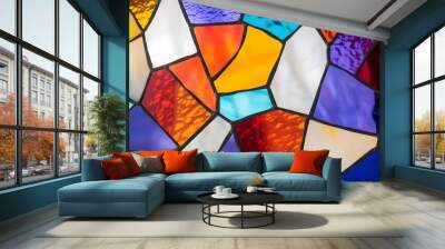 Colorful Stained Glass Window Pattern   Abstract Background Wall mural