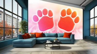 cute dog or cat paw footprint background for pet love Wall mural