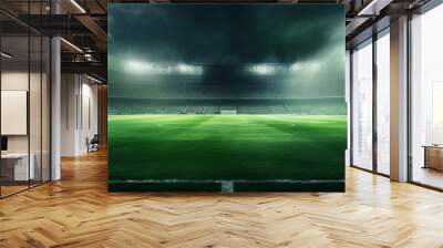 dark soccer stadium with bright lights Wall mural