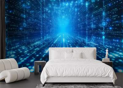 Digital binary code matrix background Wall mural