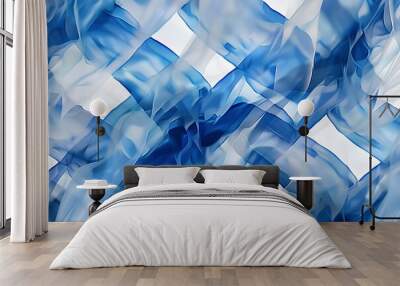 Digital illustration featuring blue design on clear background Wall mural