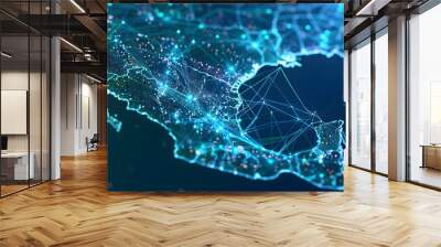 digital map of mexico. technological concept Wall mural