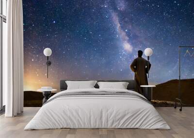 Divine Covenant: Abraham Receives God's Promise Amidst the Countless Stars in the Night Sky Wall mural