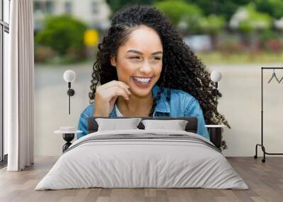 Beautiful brazilian young adult woman with retainer Wall mural