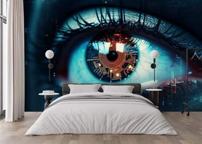 eye in cyber security concept. mixed media Wall mural