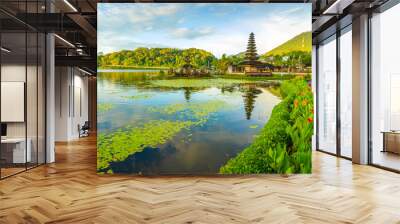 Pura Ulun Danu Bratan, Hindu temple on Bratan lake landscape, one of famous tourist attraction in Bali, Indonesia Wall mural