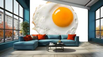 Fried egg isolated on white background on top view food cooking photo object design Wall mural