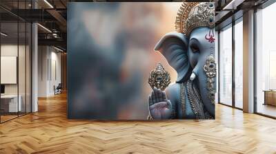 Ganesha or Ganapati the elephant headed Hindu god. with copy space image. Place for adding text or design Wall mural