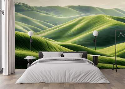 gentle brush strokes in adobe and green with rolling hills and ambient light Wall mural