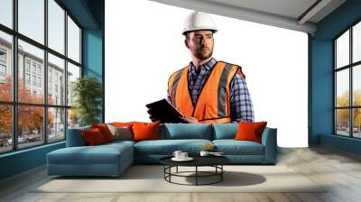 Male Construction Worker with Tablet Wall mural