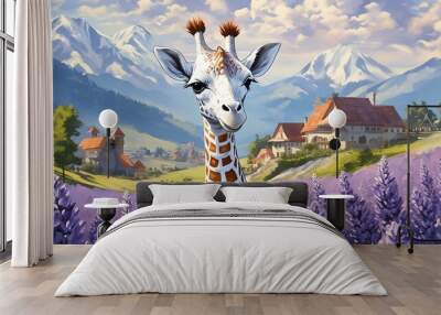 giraffe in the wild Wall mural