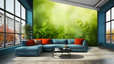 Green gradient background. Abstract blurry fresh green background Wall mural