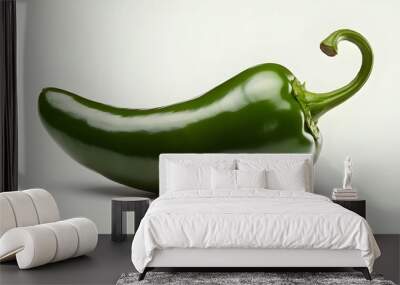 Green Jalapeno Pepper Isolated on White Background Wall mural