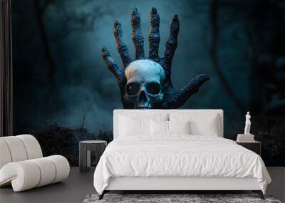 Halloween, dead hand coming out from the soil Wall mural