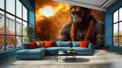 hanuman jayanti background, indian hindu monkey king Wall mural