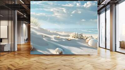 In the summer the beach sand dune and shell fragments create a picturesque landscape with ample copy space for images Wall mural