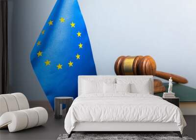 Judge gavel and European Union flag Wall mural