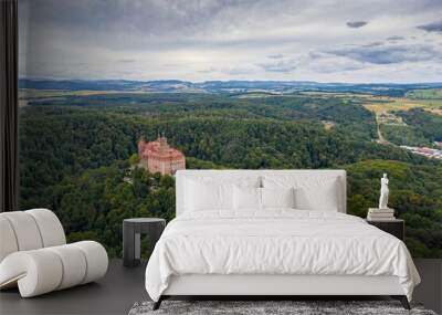 Aerial view of Ksiaz castle near Walbrzych, Silesia, Poland Wall mural