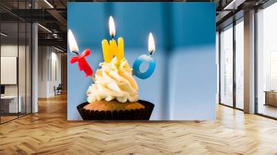 cupcake with a candles for 2 - second birthday Wall mural