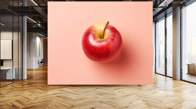 Delicious red apple on pastel background. Flat lay photo Wall mural