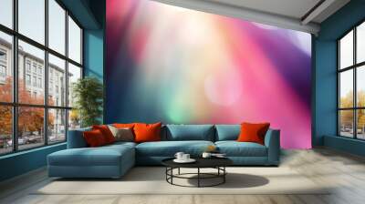 Light leaks and lens flare gradient blur background texture. Abstract 8k 16:9 holographic rainbow prism haze transparent photo overlay, a trendy nostalgic atmospheric vintage de-focused glow effect. Wall mural