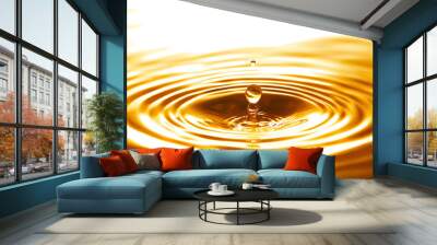 Liquid gold drop and ripple ,abstract background Wall mural