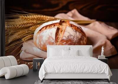 loaf of bread and wheat Wall mural