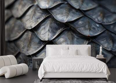 Macro close up of gray fish scales Wall mural