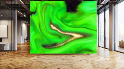 Psychedelic background with green colors pattern on shiny glossy surface or brilliant glass Wall mural