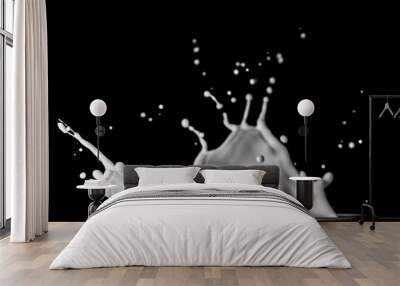 milk splash isolated on black background Wall mural