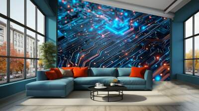 Modern technology circuit board texture background Wall mural