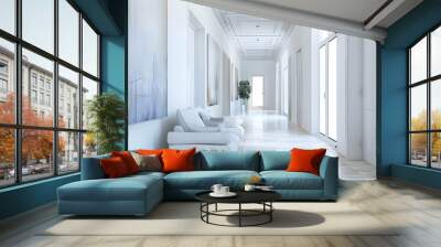 Modern white home showcase interior corridor Wall mural