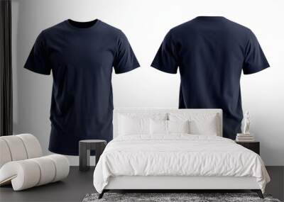 navy blue t shirt  mock up isolated on white background Wall mural