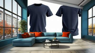 navy blue t shirt  mock up isolated on white background Wall mural