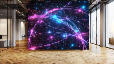 Neon outlines of celestial nectacot constellation isotated on black background. Wall mural