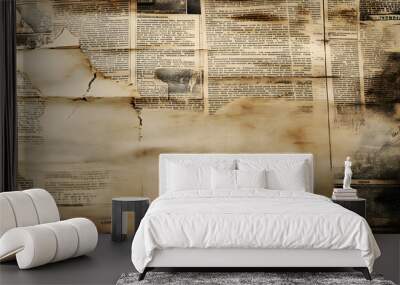 Newspaper paper grunge vintage old aged texture background. Wall mural