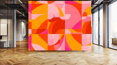 orange geometric pattern with pink, pink and orange Wall mural