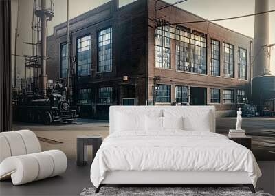 Original location, old factory, our original establishment, type of old photo. Wall mural