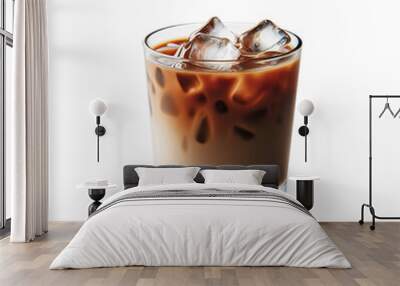 A glass of iced coffee isolated on a white background, PNG Wall mural