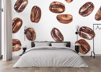 pattern of coffee bean on a white background Wall mural