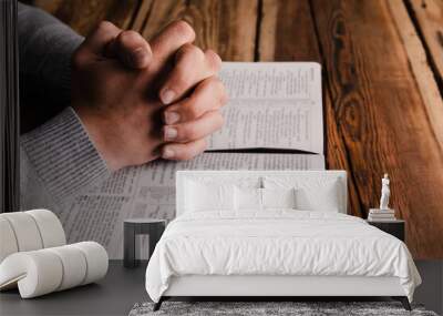 prayer man with Bible Wall mural