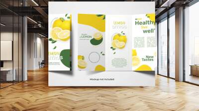 Print-ready triptych design of citrus fruits Wall mural