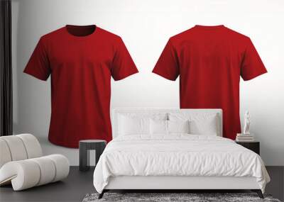 red t shirt mock up isolated on white background front and back view   Wall mural