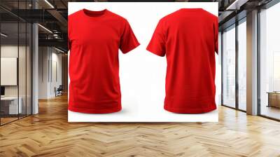 red t shirt mock up isolated on white background front and back view   Wall mural