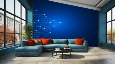 Abstract lines and dots connect background. Technology connection digital data and big data concept. Wall mural