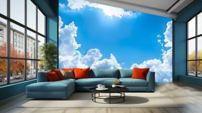 Seamless pattern with a beautiful blue sky and cloud concept perfect as a background with copy space image Wall mural