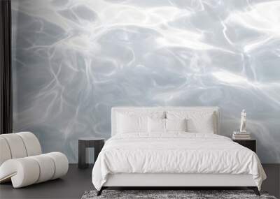 Seamless realistic water ripples or ocean waves summer background transparent overlay. Sparkling white crystal clear refreshing swimming pool, fountain, pond or lake pattern. 3D rendering. Wall mural