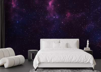 Seamless space texture background. Stars in the night sky with purple pink and blue nebula. A high resolution astrology or astronomy backdrop pattern. Wall mural