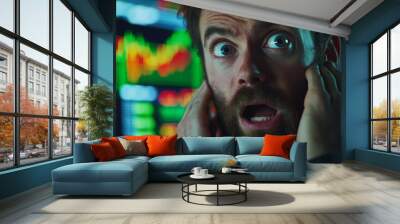 Shocked Trader Watching Stock Market Charts Wall mural