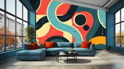 Simple retro pattern design in abstract style Wall mural